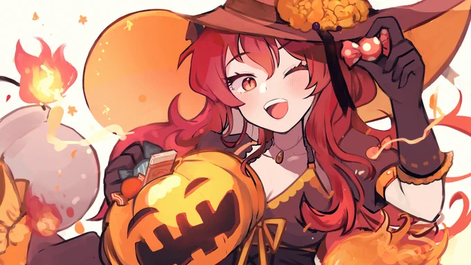 竜乃エナジーさんのハロウィンイラスト描かせていただきました炎魔女! 