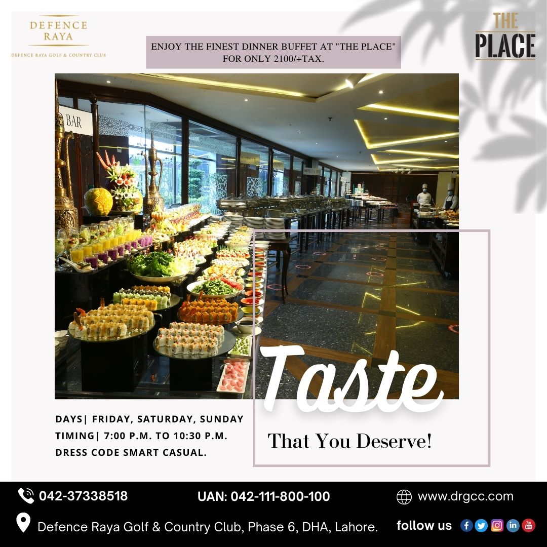 defence_raya's tweet photo. A lavish buffet is what you need!
Enjoy the finest dinner buffet at "The Place" for only 2100/+tax.

Days| Friday, Saturday, Sunday
Timing| 7:00 p.m. to 10:30 p.m.
Dress Code Smart Casual.
Reservations are highly recommended.
Please call
042-37338518
0300-4948909
 #Food #Foodie https://t.co/7Dj0jLb3ZK