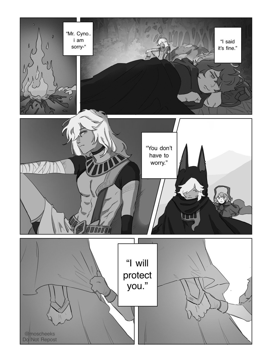 Made a short comic of cyno and collei's journey to sumeru when i was sad