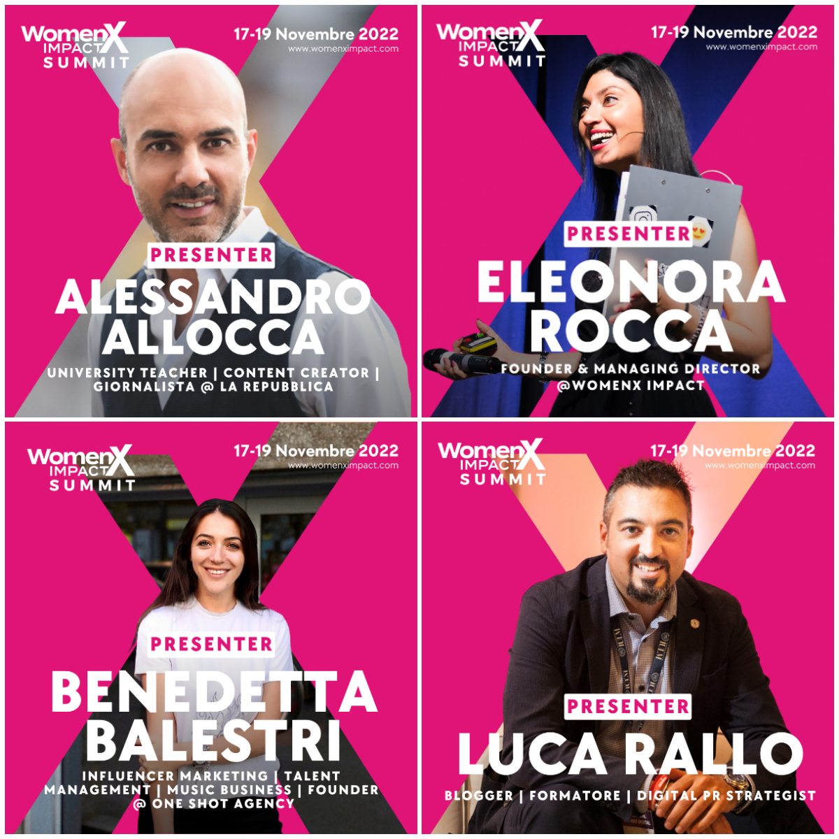 Alessandro Allocca (@aleallocca) on Twitter photo Onorato anche quest'anno di far parte del poker vincente di presentatori di <a href="/WomenxImpact/">WomenXimpact</a> l'evento per eccellenza dedicato all #empowerment femminile. Insieme alla fondatrice <a href="/Elerocca/">Eleonora Rocca</a> e con <a href="/BenedettaBB/">Benedetta Balestri</a> e <a href="/LucaRallo/">Luca Rallo</a> coordineremo i numerosi panel e workshop durante tre giorni... Onorato anche quest'anno di far parte del poker vincente di presentatori di <a href="/WomenxImpact/">WomenXimpact</a> l'evento per eccellenza dedicato all #empowerment femminile. Insieme alla fondatrice <a href="/Elerocca/">Eleonora Rocca</a> e con <a href="/BenedettaBB/">Benedetta Balestri</a> e <a href="/LucaRallo/">Luca Rallo</a> coordineremo i numerosi panel e workshop durante tre giorni...