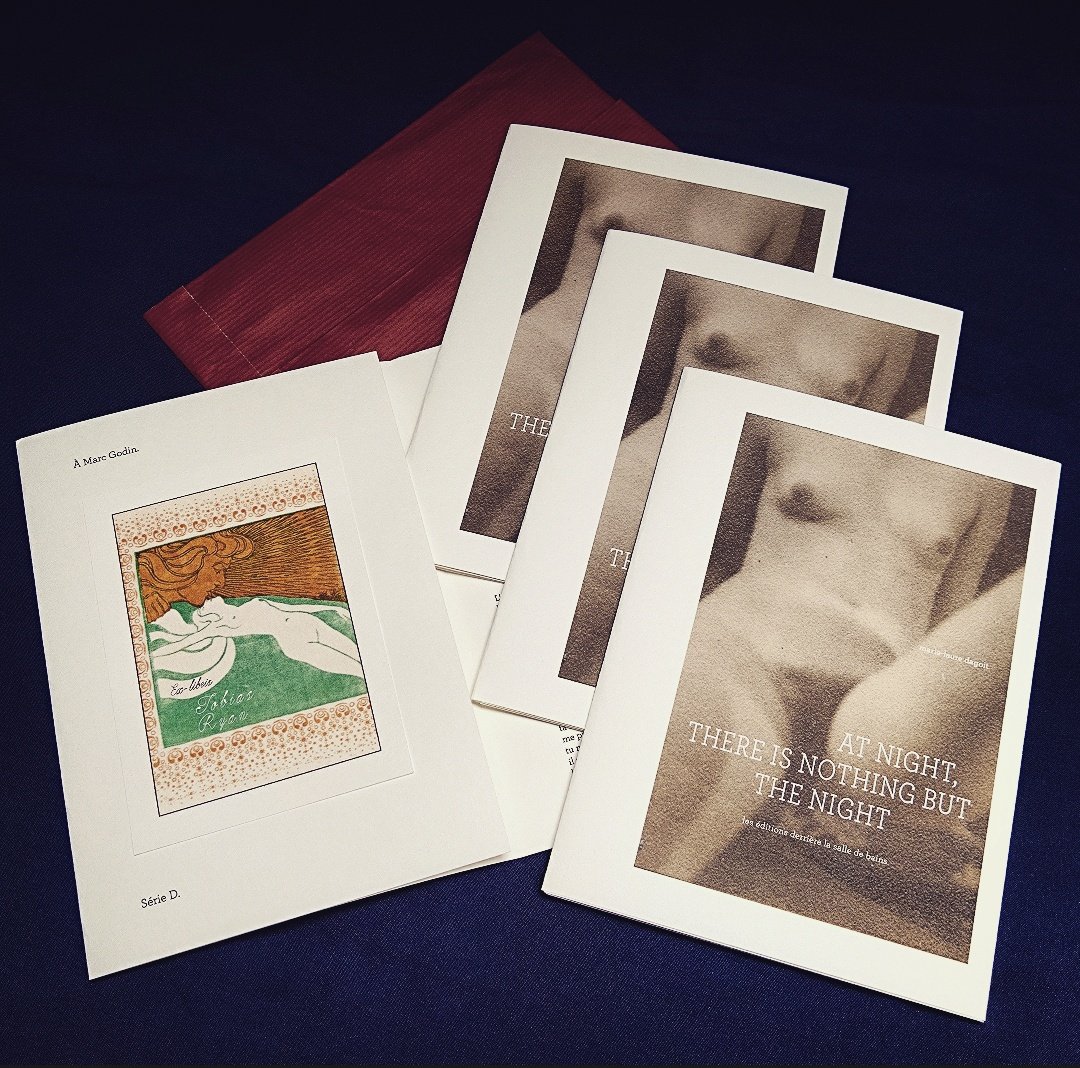 my translation of Marie-Laure Dagoit’s 'Dans la nuit, il n'y a que la nuit' is available now <a href="/poetry_weekend/">꧁ Weekend Poetry, etc. ꧂</a>

weekendpoetry.com/product/ecritu…