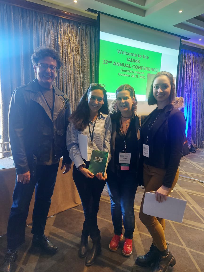 Lovely moments on the first day of the #IADMS2022 conference. Connecting with colleagues and promoting the BRUK DMS book. <a href="/ManuAngioi/">Manuela Angioi, PhD SFHEA FIADMS</a> <a href="/safeindance/">Safe in Dance International</a> <a href="/bryant_janine/">Janine Bryant</a>