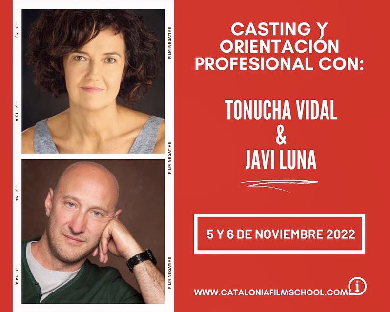 CatfasSchool's tweet photo. 🔊Este 5 y 6 de noviembre tendremos, en formato ONLINE, a @VidalTonucha y Javi Luna impartiendo el curso “Cásting y Orientación Profesional”

¡No te quedes sin tu plaza!
👉🏻 https://t.co/daap2dXft1

Más información en:
📩info@cataloniafilmschool.com https://t.co/rCqTqbk5Pq
