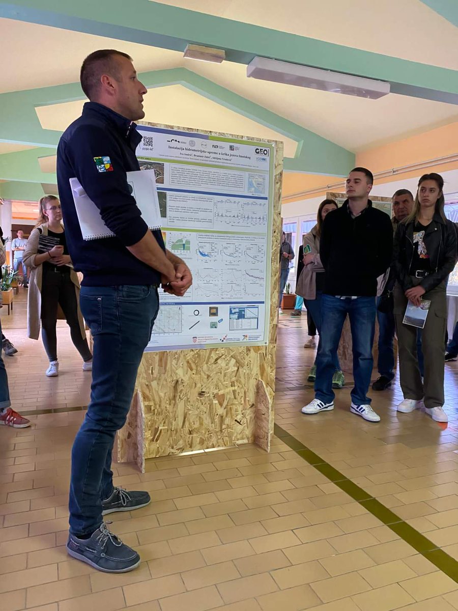 Vodime3's tweet photo. At the Symposium GEODIVERSITY AND GEOHERITAGE organized by @geog_pmf and Cave Park Grabovača @andric_ivo and Branimir Jukić held presentations "Installation of hydrometric equipment in the karst lakes of the Imotski region" where they presented the progress of the VODIME project. https://t.co/rMIMKVWhDT