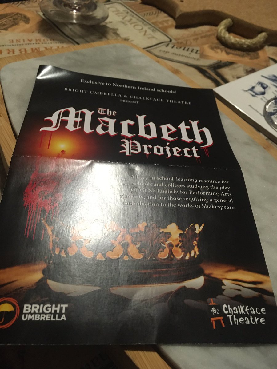 GoodNightToRea1's tweet photo. @UmbrellaDrama https://t.co/2rCkUmWeX6 Great opportunity for NI schools to study psychological effects of power play. ‘Something Wicked this Way Comes.’ #MacbethProject https://t.co/QfIqcBKzQ2