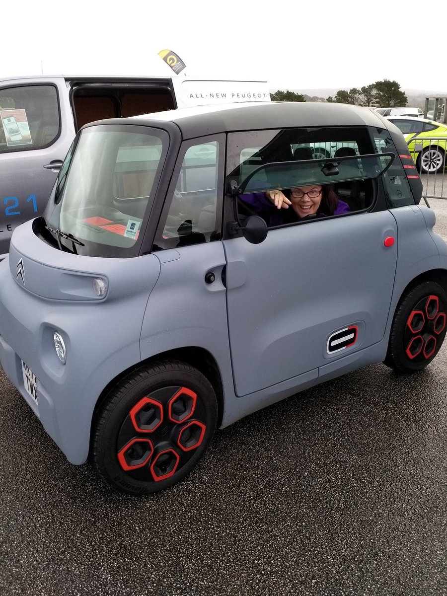 HitsCornwall's tweet photo. A very busy day with visitors from all over the county here at @eMotionCornwall . Cornish Claire and Vicky had fun in some of the cars there.  You've still got time to have a go yourself. 
#freeadmission #coolcars #cleancornwall #driveelectric https://t.co/VQY3JYcYiL