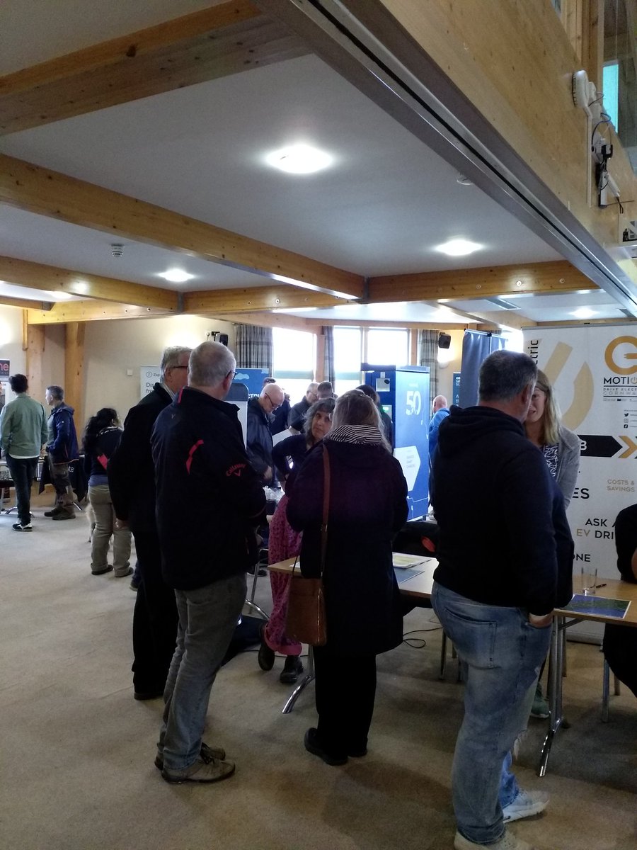 HitsCornwall's tweet photo. A very busy day with visitors from all over the county here at @eMotionCornwall . Cornish Claire and Vicky had fun in some of the cars there.  You've still got time to have a go yourself. 
#freeadmission #coolcars #cleancornwall #driveelectric https://t.co/VQY3JYcYiL