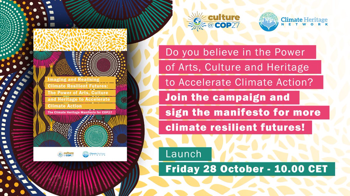 Do you believe in the power of Arts, Culture and Heritage to Accelerate Climate Action?

Sign and share the #ClimateHeritage Manifesto for #COP27 
👉 climateheritage.org/manifesto