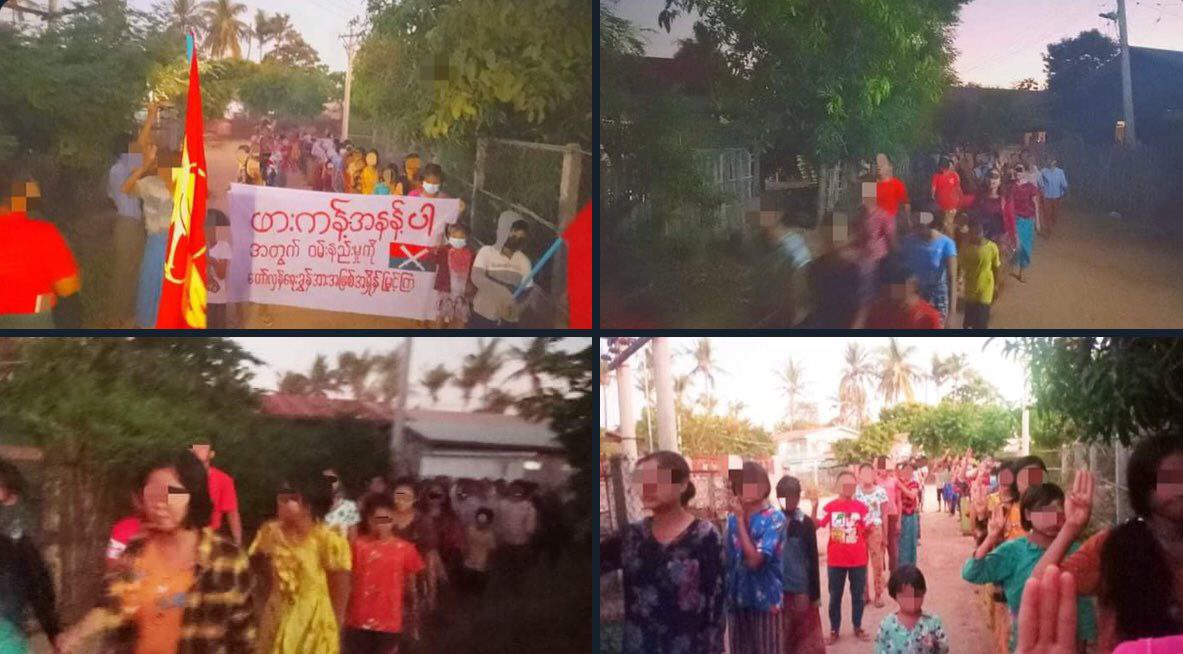 YingHom27's tweet photo. Pro democracy youths in a village, Salingyi Township, are still marching with vigor to keep opposing the military dictatorship.   #WarCrimesOfJunta  #2022Oct29Coup  #WhatsHappeningInMyanmar https://t.co/Ob3s0EzjkO