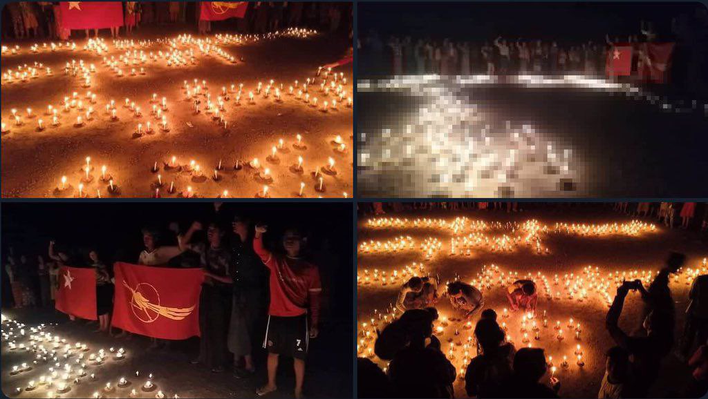 YingHom27's tweet photo. Pro democracy youths in a village, Yinmarbin Township, are still marching with vigor to keep opposing the military dictatorship.  #WarCrimesOfJunta  #2022Oct29Coup  #WhatsHappeningInMyanmar https://t.co/F2AWxECKvL