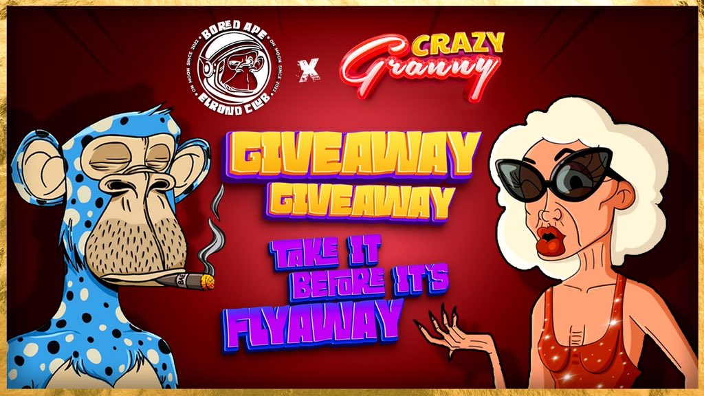 📢📢  #GIVEAWAY  time 📢📢

To celebrate the partnership with our friends from <a href="/BoredApeElrond/">Henri l BAYC #3596</a> we’ll give away:

🏆1 EGLD
🏆1 Crazy Granny NFT

Follow both + ❤️ &amp; RT  

Good luck ‼️
