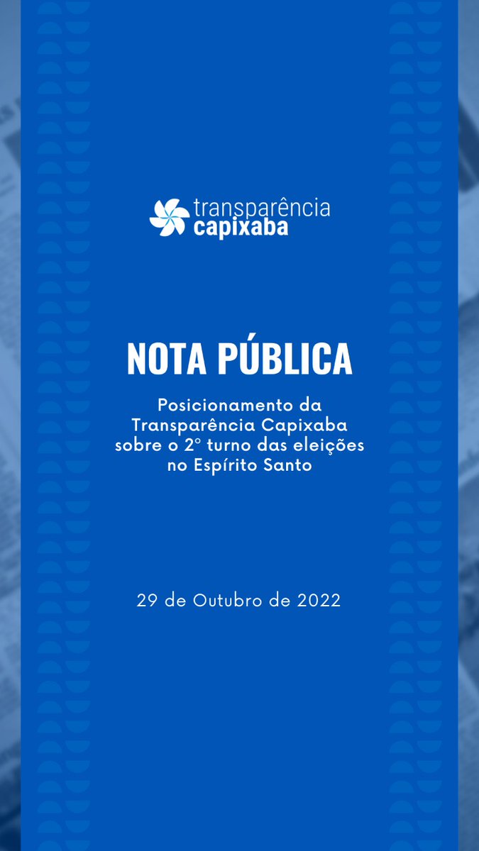 transcap's tweet photo. Transparência Capixaba se posiciona pelo voto em Casagrande, contra Manato

A preocupação com discursos contra a ciência, a democracia e as instituições do candidato de Carlos Manato nos levam, pela primeira vez em nossa história, a optarmos por não nos mantermos neutros. https://t.co/AUqusgknST