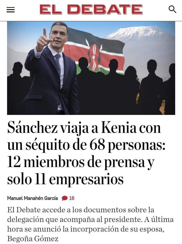 Más de 3 millones de personas en el paro y familias enteras arruinadas x la inflación, pero la prioridad para Pedro Sánchez es montarse el numerito a donde no lo conocen.
El viaje a Kenia de Sánchez ha sido mucho más caro que cualquier "negocio" q se pueda conseguir.
#TeamVox