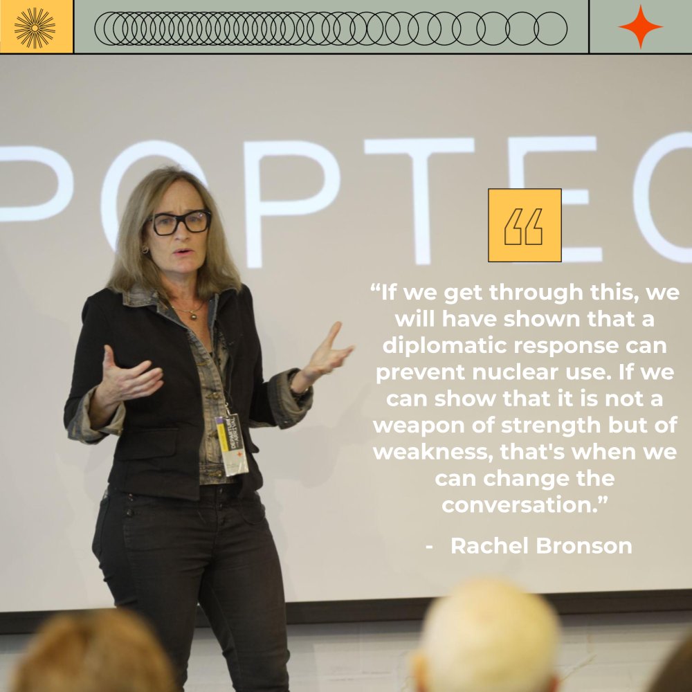 Rachel Bronson (<a href="/RachelBronson1/">Rachel Bronson</a>) is the president and CEO of the Bulletin of the Atomic Scientists. Today at #PopTech2022, we had the opportunity to ask her about how they set the Doomsday Clock, why it's important, and where we're currently sitting.