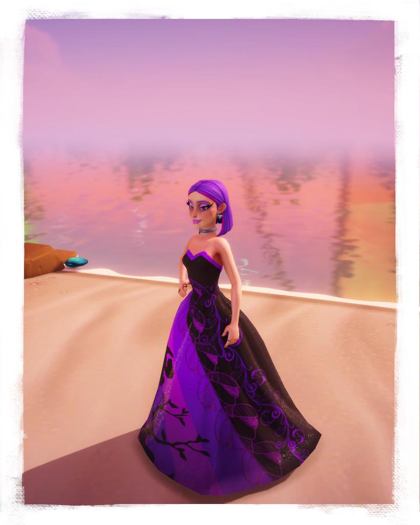 PickleSquid's tweet photo. Designed a dress based on #cheshirecat  #aliceinwonderland #DisneyDreamlightValley https://t.co/TnwM83PfCd