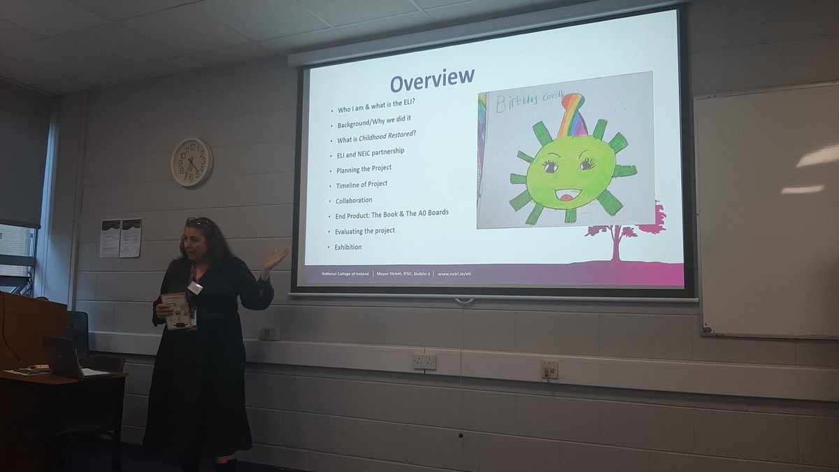 CARN_Intl's tweet photo. Aisling Devine Hutchinson, ELI @ELI_Docklands @NCIRL eloquently tells the story of the Childhood Restored project to support children in Dublin inner city during the pandemic #CARN2022 #activeresearch #changinglives @JosephineBleach @Lana_Cummins @InfoNeari @ejolts 🙌🙌 https://t.co/M27Zk6dbl7