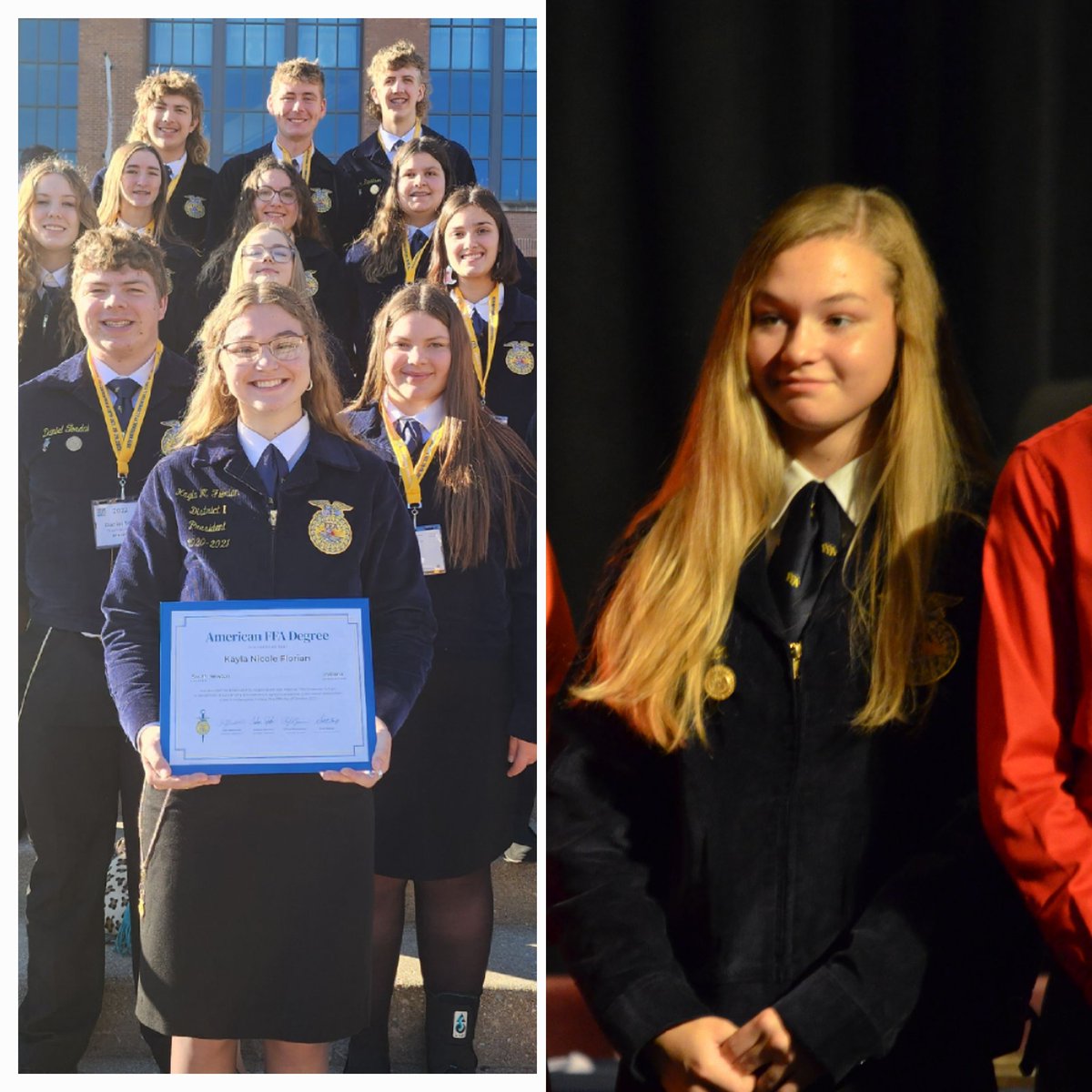 From your Discovery Degree to your American Degree. Congratulations, Kayla on receiving the highest degree our organization has to offer! The golden key of the American Degree represents the future the FFA can unlock and we have no doubt your future will be bright!