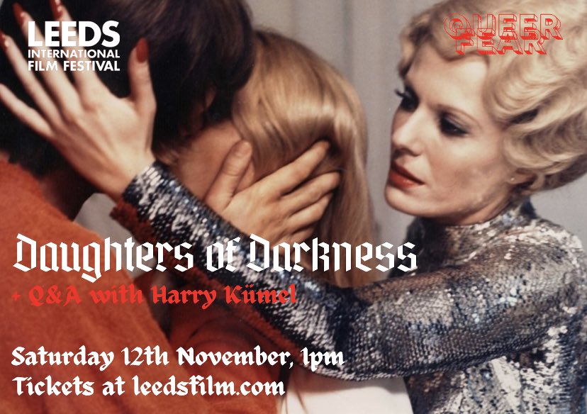 queerfearfilm's tweet photo. We’ll be showing the trailer of our next #QueerFear x @leedsfilmfest event before our main feature with @WhatTheFilmClub, SLEEPAWAY CAMP, tomorrow night.
Like 70s erotica, creepy seaside towns and a sprinkle of Old Hollywood glam? Then 1971’s DAUGHTERS OF DARKNESS is for you! https://t.co/ZNruTNafKE