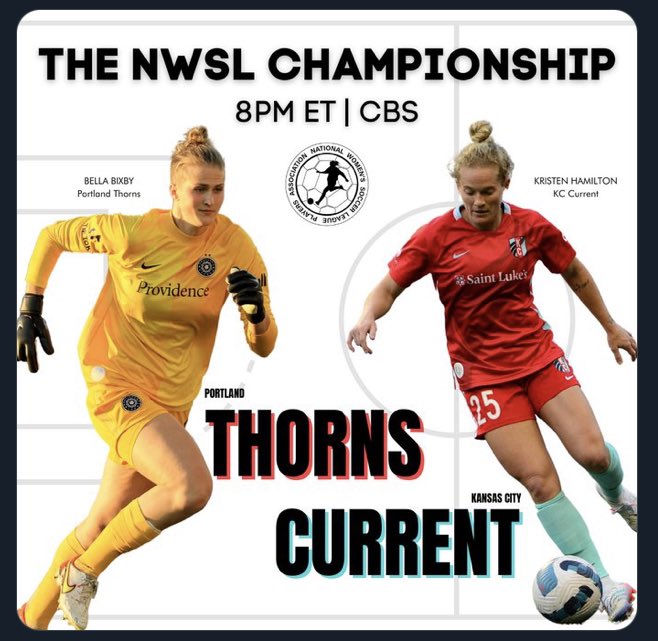 NaamanSoccer's tweet photo. 1st time EVER professional womenβs soccer will be broadcast on a major network during primetime TV!! Tune in!! #investinwomen #nwsl #cbs #KCcurrent #portlandthorns #50yearstitleIX https://t.co/JbDfJZDZdn