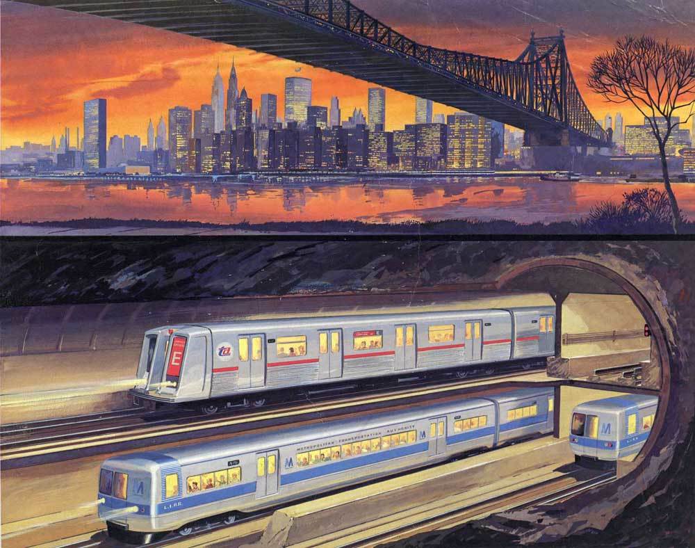 NYTransitMuseum's tweet photo. Featured in the #NYTMCollection, this 1972 drawing depicts the 63rd Street tunnel. In 1968, the newly created @MTA proposed expanding a planned #NYCsubway tunnel under the East River to create the joint-use tunnel shown here, with subways on the upper tracks and the LIRR below. https://t.co/JPWTMk6SLp
