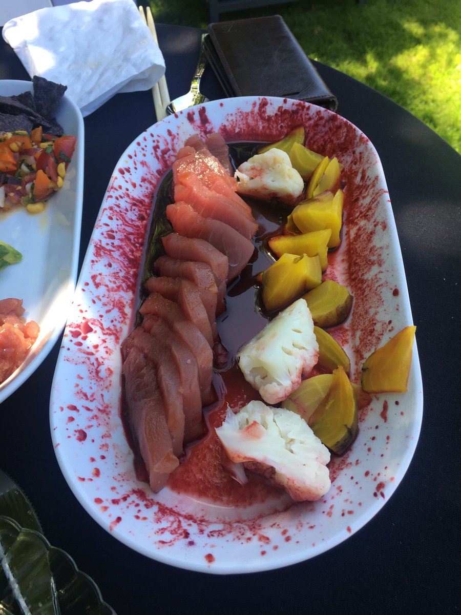 Looking back on moments from the summer, enjoying this plate of sashimi prepared by @stember_michael with @JaneMonti1 was definitely a highlight. #WCHOregon22.