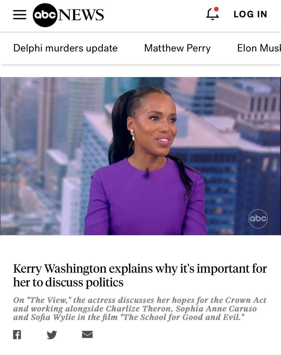 Kerry Washington brings her thoughts on American politics to “The View”, while bringing awareness to the CROWN Act and the importance of uplifting CROWNS.

Thank you @kerrywashington for your activism! 

Click the link below
abcnews.go.com/theview/video/…
#TCA #PassTheCROWN #TheCROWNAct