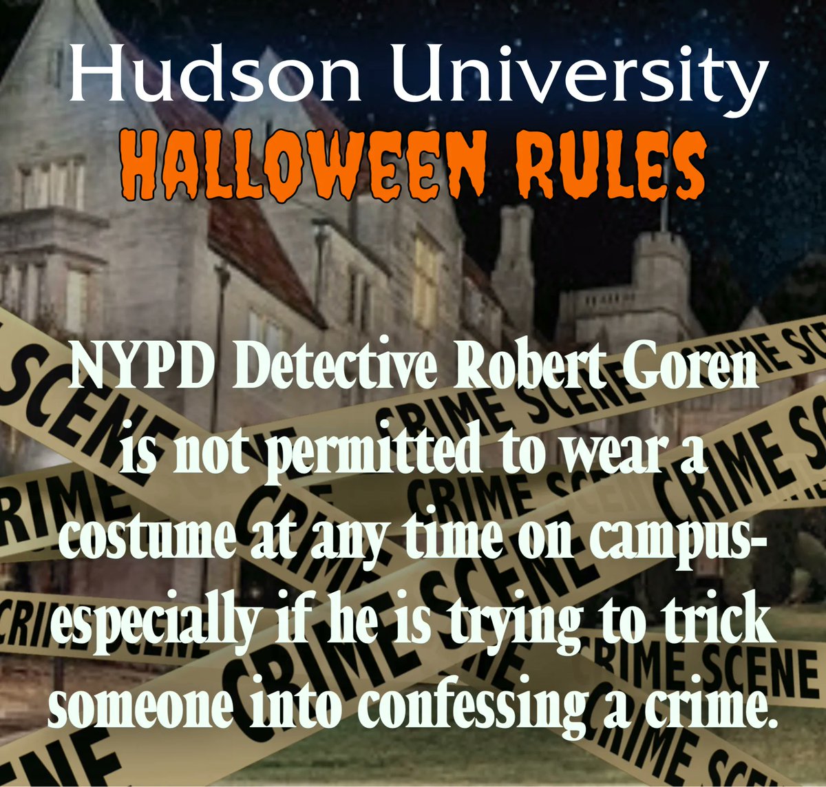 OfficialHudsonU's tweet photo. #HalloweenRules https://t.co/T2joXL6geD