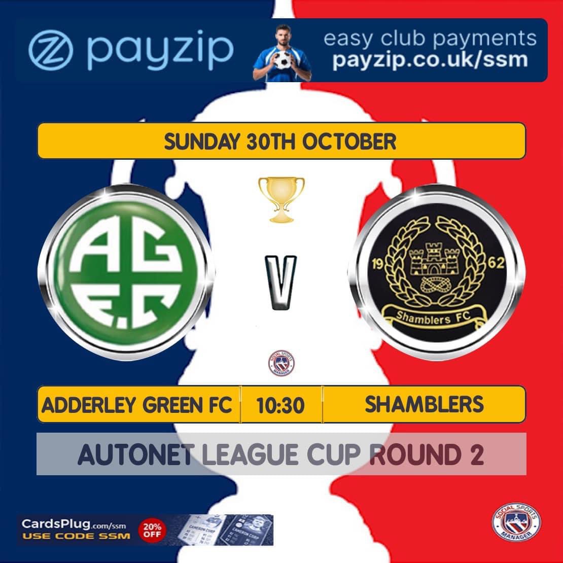 League cup action for the lads this weekend hoping to progress against a decent team in Shamblers who are also in our league this year. 
Having failed to progress further than this round last year the lads will be looking to improve that