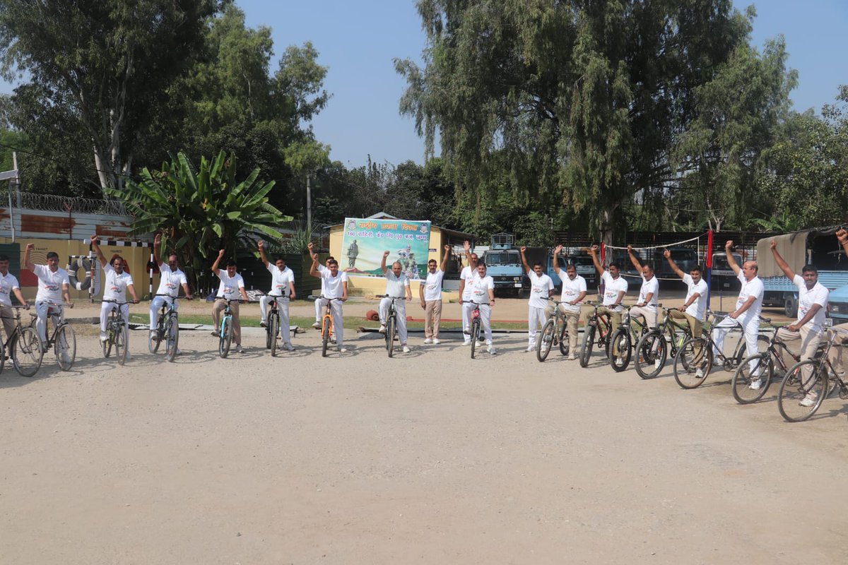 A cycle rally is organised today in c/w observance of birth anniversary of Sardar Vallabhbhai Patel as #RashtriyaEktaDiwas2022 on 31st October 2022 by 160Bn, CRPF in presence of Sh Hariom Khare, Comdt 160 bn a/w officer's, So's, Jawans &amp; local public.<a href="/crpfindia/">🇮🇳CRPF🇮🇳</a> <a href="/jammusector/">jammu sector crpf</a>