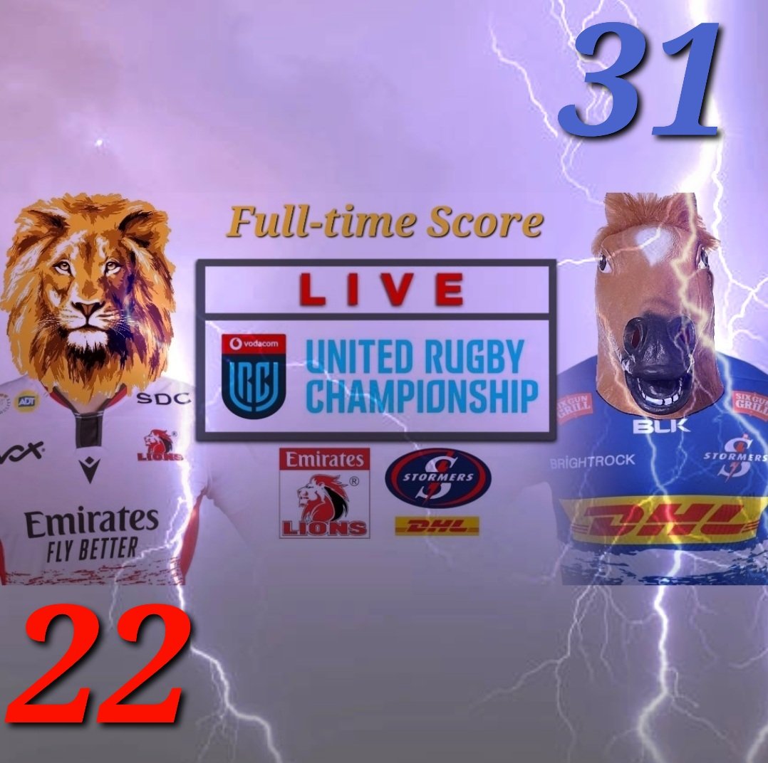 WegBreekSA's tweet photo. Die #Leeus het 'n hap of twee aan die #Stormers gehad, maar wat 'n wonderlike terugkeer en 22 - 31 oorwinning vir die Stormers! Welgedaan span Stormers! #LiovSto - Man van die wedstryd is #Libbok, sjoe! Dit was nou spannende #rugby https://t.co/H0TSepcR4m