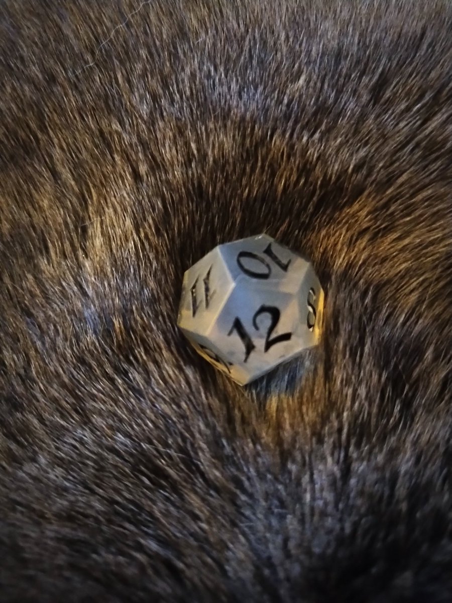 KittyLovesRobot's tweet photo. Robot and I are nerding out and maki g our own dice sets! 🎲 Fritz makes a great dice display, if I ever manage to finish polishing these master dice and cast anything decent he's going to be the best backdrop! (d12 ink test) https://t.co/0a1md1mH0P