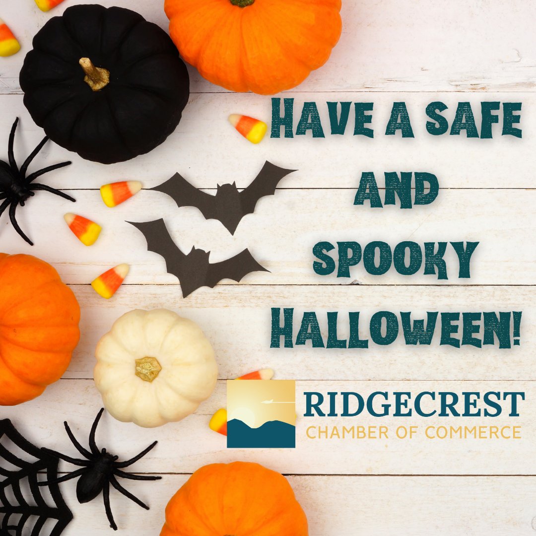 rcchamber's tweet photo. Happy Halloween! 
Are you looking for something to do this weekend or on Monday? Check out Ridgecrest Events where all our local and virtual events around town are listed. Get your costume on!

#RidgecrestTogether #ridgecrestevents #ridgecrestchamber #iwvedc #goridgecrest https://t.co/RlDwMIJxhv