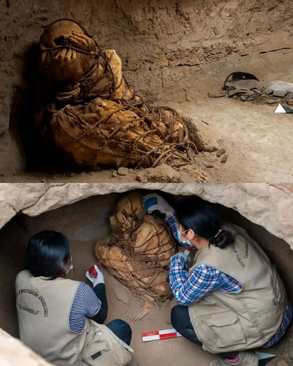 In 2021; a mummy, fully bound in ropes and with its hands covering its face, has been discovered in an underground tomb in Cajamarquilla, near Lima, Peru.

Tomb is estimated to be between 800-1200 years old. Tomb also contained ceramics, vegetable remains and stone tools.