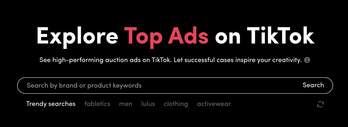 itschadross's tweet photo. You can now search the TikTok creative center by brand or product keywords. 🤯 One step closer to FB ads library. 

Spotted by @creatively_madi https://t.co/rlQfYWMsBb