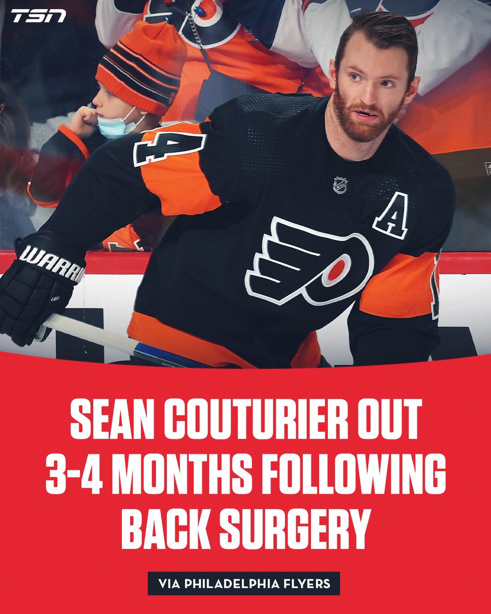 Flyers' Couturier (back surgery) out 3-4 months; van Riemsdyk (finger) out six weeks. MORE: tsn.ca/philadelphia-f…