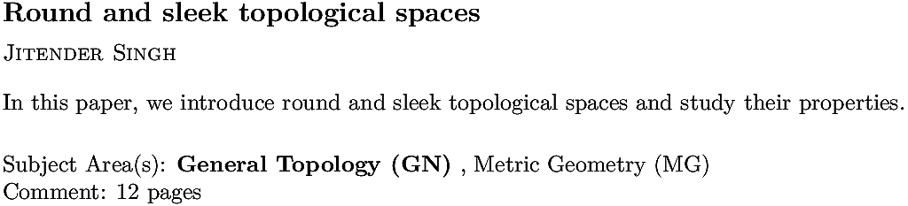 arxiv.org/abs/2210.15311…
J Singh
Round and sleek topological spaces