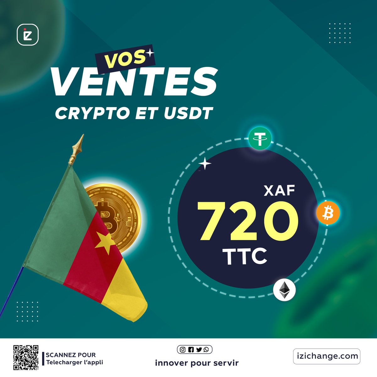 🇨🇲Tandis que d'autres rabaissent leurs tarifs de rachat USDT, IZICHANGE maintient son prix à 720 XAF TTC 🔥 au Cameroun!

Vendez dès maintenant vos USDT à 720 XAF TTC sur izichange.com en quelques clics.

IZICHANGE, Innover pour servir