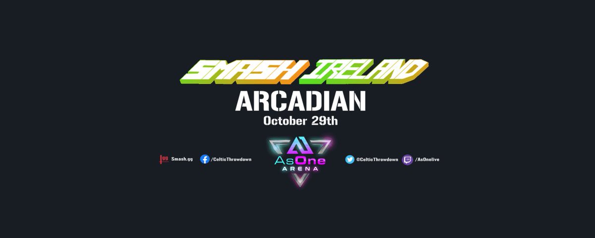 Celtic Throwdown (@celticthrowdown) on Twitter photo Arcadian kicks off today at 1pm with stream available at twitch.tv/asonelive
Join the <a href="/IrelandSSB/">Smash Ireland</a> community for some Smash ultimate action.
start.gg/as1arc for brackets Arcadian kicks off today at 1pm with stream available at twitch.tv/asonelive
Join the <a href="/IrelandSSB/">Smash Ireland</a> community for some Smash ultimate action.
start.gg/as1arc for brackets