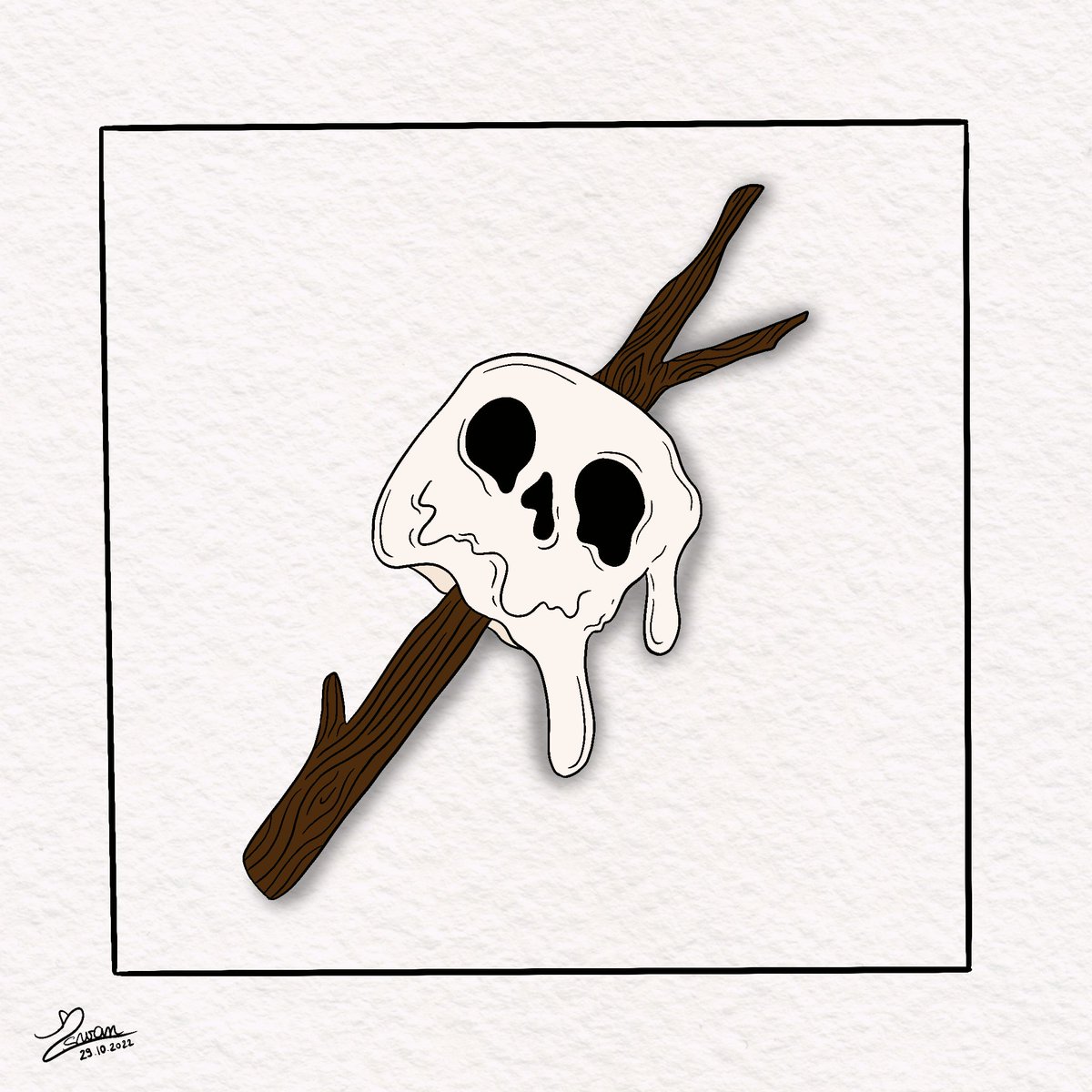 ophswn's tweet photo. DAY 28 · CAMPING ⛺️
📸 ig : @ophswn_artwork
#inktobercamping #marshmallow #chamallow #camping #campfire #stick #skull #inktober #inktober2022 #inktober29 #inktoberday29 #inktober2022camping #inktoberchallenge #inksketch #inksharing #spooky #october #halloween #digitalart https://t.co/xasLOb76UV