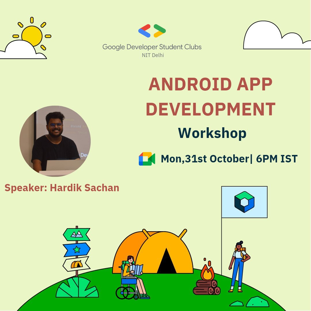 GDSC_NITD's tweet photo. For all the Android enthusiasts out there we bring to you the second part of Android Application Development 📱🖥.
This is session would be held by Mr. Hardik Sachan via google meet on 31st October, 2022 at 6 P.M. IST for which you can register via the link given below. https://t.co/XaPEPPIjge