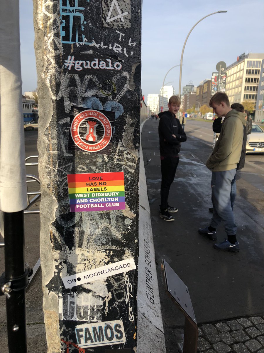 graymcgoo's tweet image. It’s only @WD_CFC on the Berlin Wall! Spot the members of the U15s and U17s pretending it wasn’t them who put the sticker there…