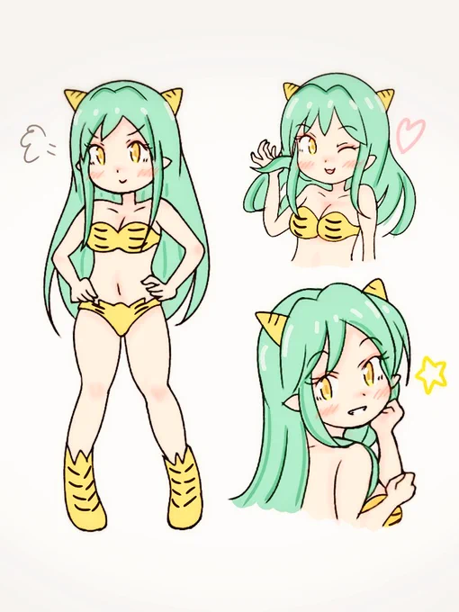 #みんなのラムちゃんみせて1、2、3話を見て描きました 