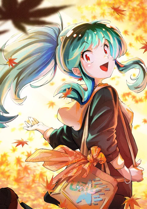 #うる星やつら #ラムちゃん 秋真っ盛りなので、こんな感じで「野も山も真っ赤だっチャ」 