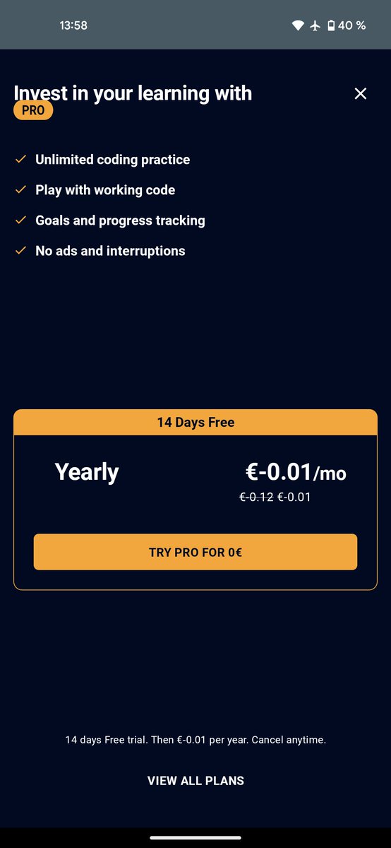 diskostu_muc's tweet photo. Good deal 😬 @Sololearn https://t.co/6peFKNRbsN