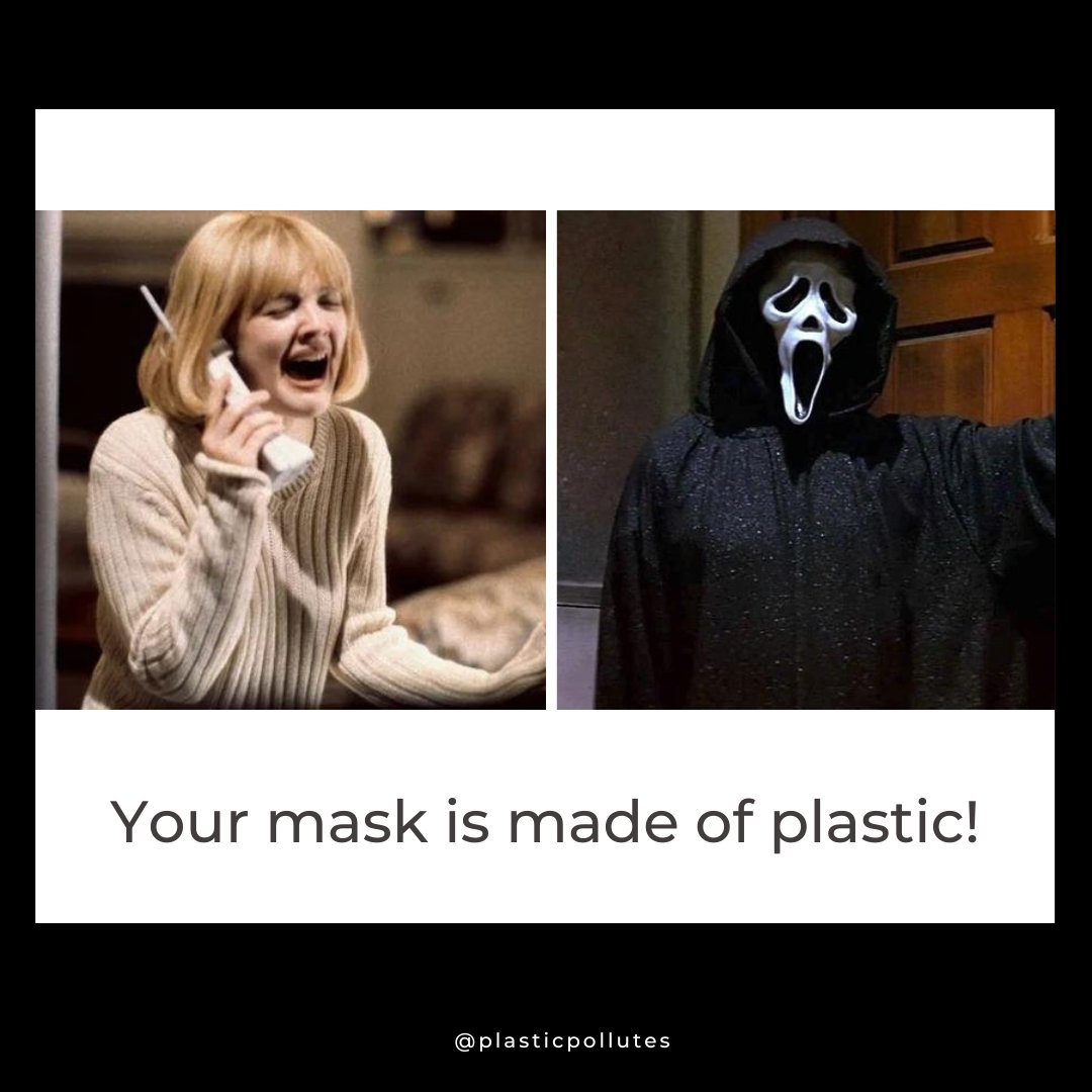 PlasticPollutes's tweet photo. One of the scariest things about Halloween is all of the plastic waste it generates. 😱 This year we challenge you to celebrate a plastic-free Halloween because we know it is possible to enjoy the spooky season without all of the terrifying plastic waste. 🎃🧟‍♀️💀 #PlasticPollutes https://t.co/DQTWpnk6S4