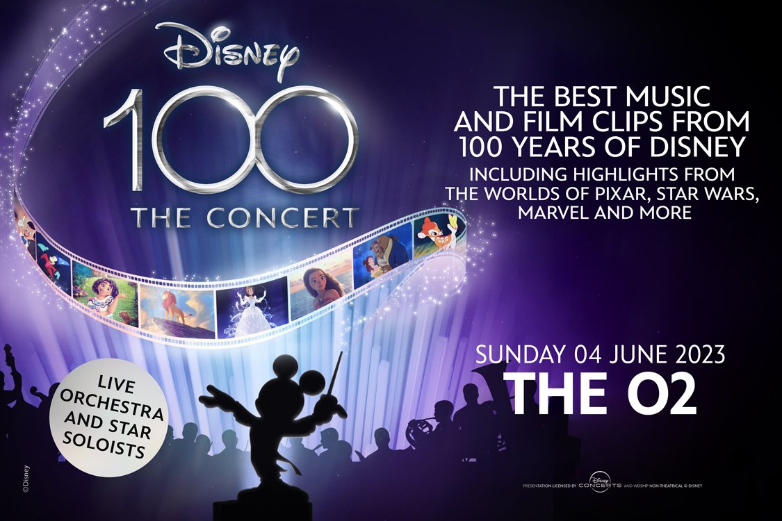 #AXSONSALE @Disney 100 The Concert is coming to @TheO2 for Sunday 4th June 2023. The best music and film clips from 100 years of Disney, including highlights from the worlds of Pixar, Star Wars, Marvel & More. ⏰ Tickets are on sale now 🎫 w.axs.com/ipbz50LmWfy