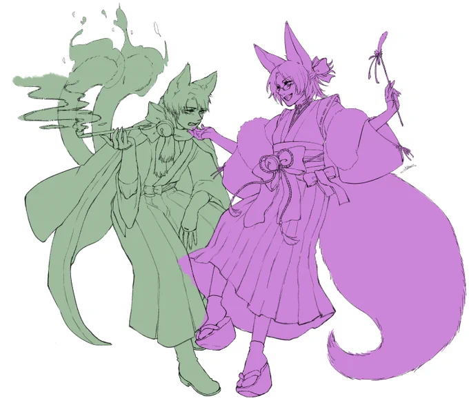 お送りした最初のラフ案ですの一部です。完成イラストははんじさんにイタズラで喉ナデナデされて嫌な顔しつつゴロゴロ言わせちゃうりばいという設定でした。 