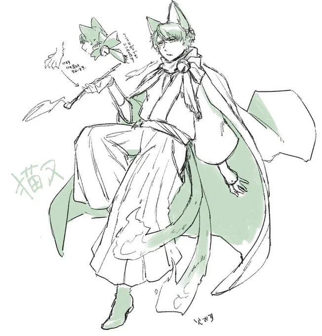 お送りした最初のラフ案ですの一部です。完成イラストははんじさんにイタズラで喉ナデナデされて嫌な顔しつつゴロゴロ言わせちゃうりばいという設定でした。 