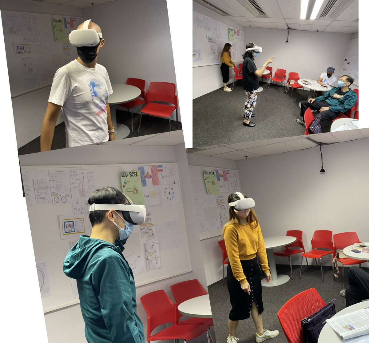 LGrebaut's tweet photo. Première expérimentation de la VR dans ma classe de discussion niveau C1 @afhongkong. Merci @Ubisoft pour la belle expérience « Notre Dame journey back in time », elle a délié la langue de mes apprenants 🫣 #VR #experience #NotreDame #fle #learnisfun https://t.co/mwHIELuhb1