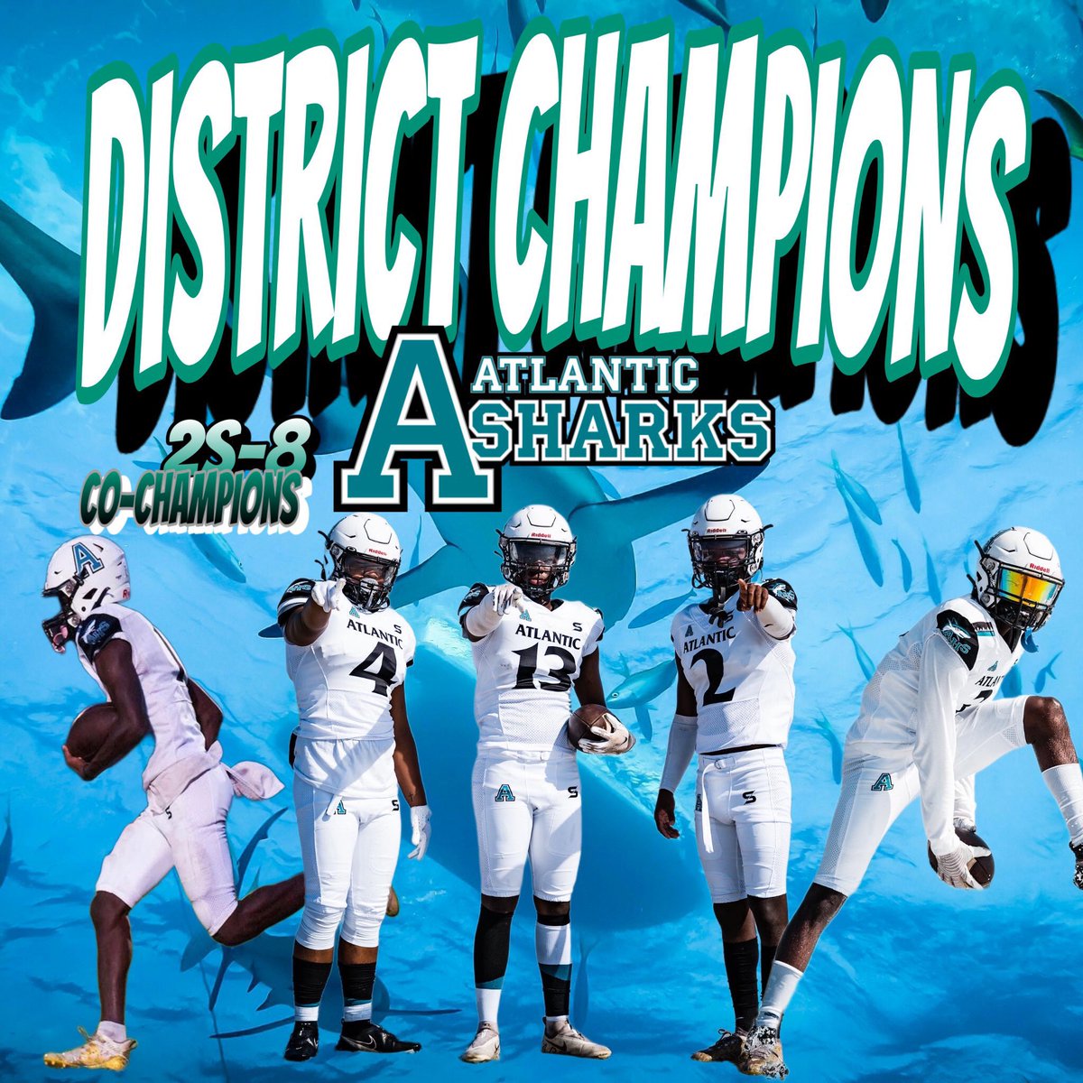 Guess WHAT? That’s right! When you mention the 2022 Atlantic HS Football Team - please say district co-CHAMPION! #SharkPride🦈 #NewAtlantic🦈 #PlanToWin🦈 #SharksAreRising